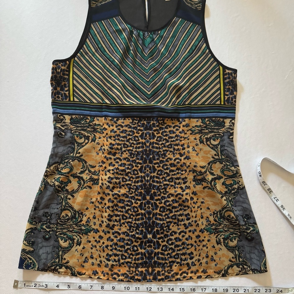 CAbi Leopard Mixed Print Sheer Panel Sleeveless Tank Top Size M Edgy Chic - Picture 6 of 8
